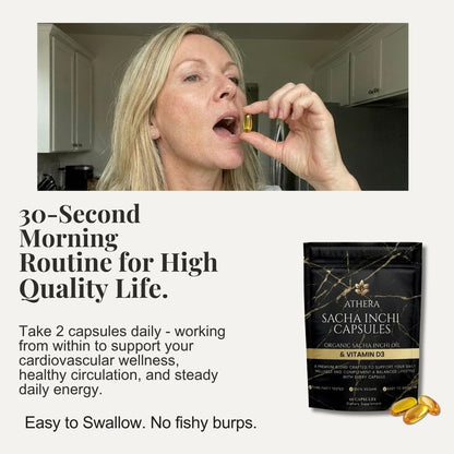 Athera Softgels | Organic Sacha Inchi Oil - Promotes Cardiovascular Vitality - Athera OrganicsAthera Softgels | Organic Sacha Inchi Oil - Promotes Cardiovascular Vitality